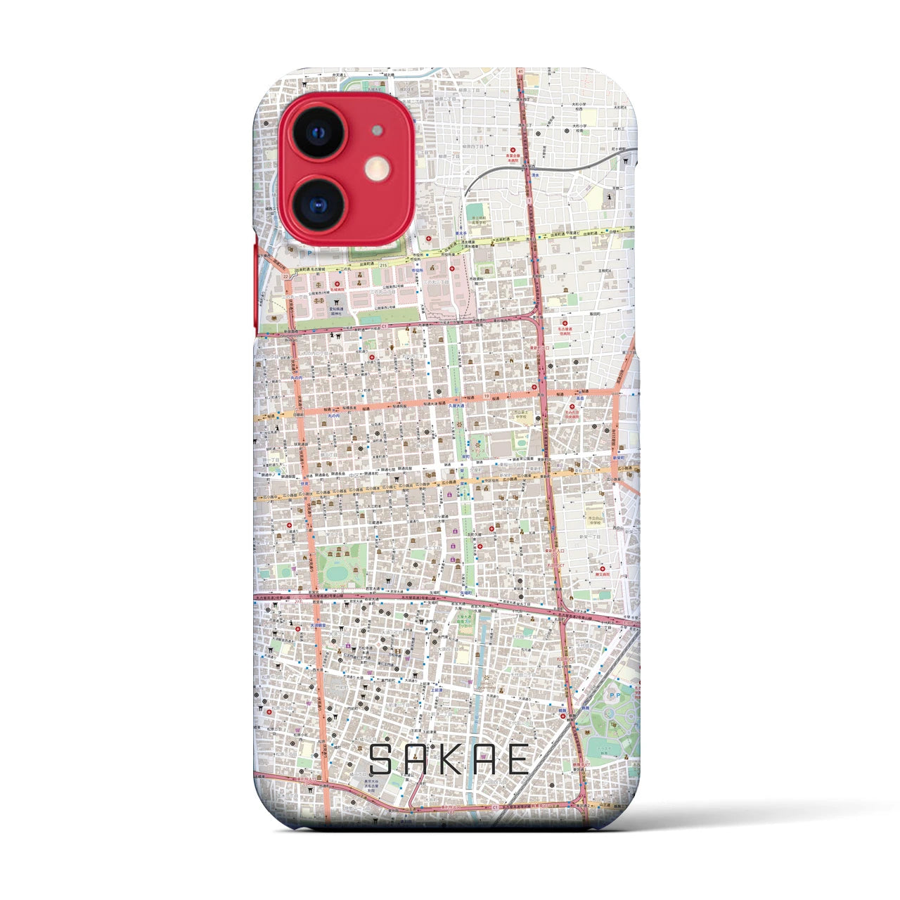 【栄(愛知県)】地図柄iPhoneケース(バックカバータイプ)
