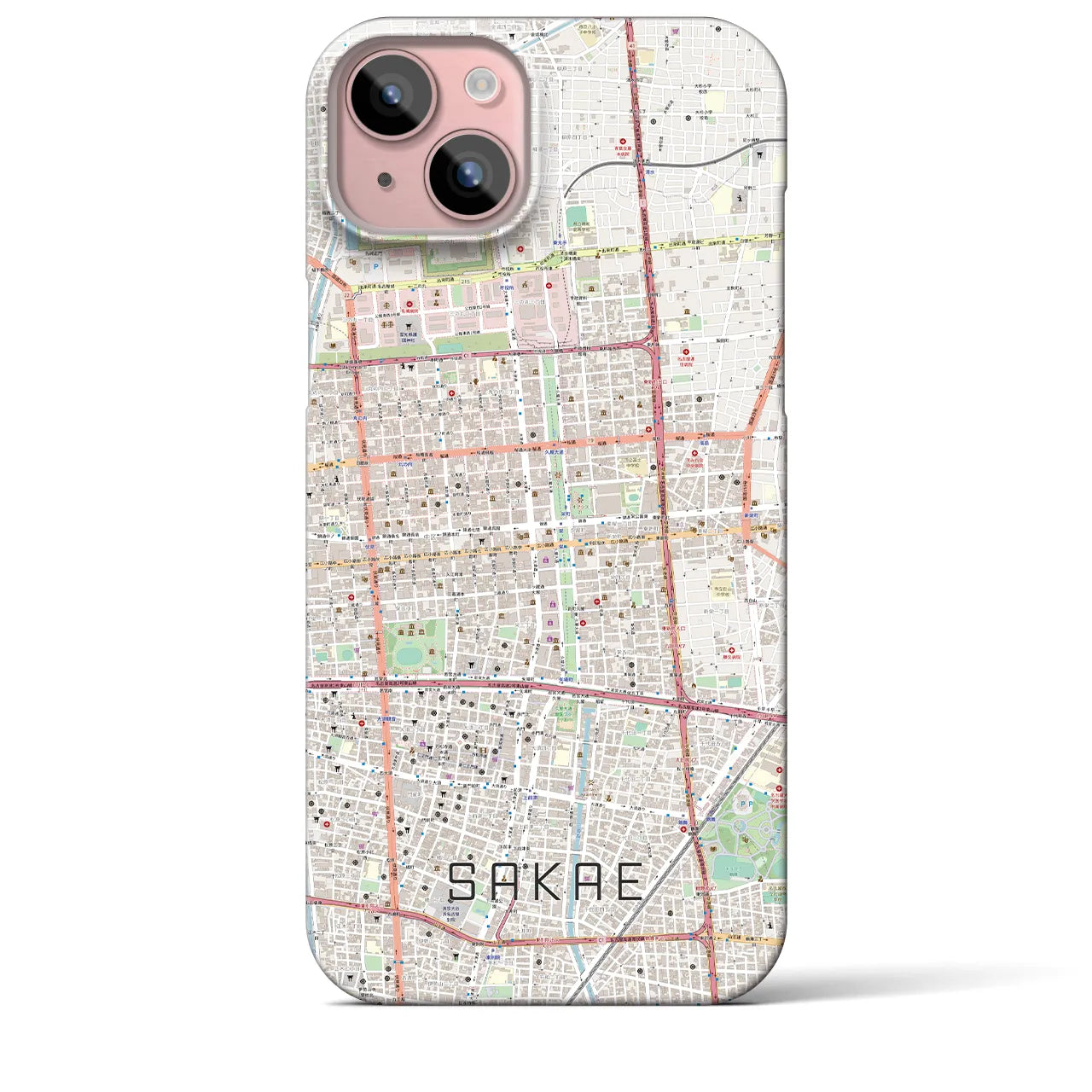 【栄(愛知県)】地図柄iPhoneケース(バックカバータイプ)