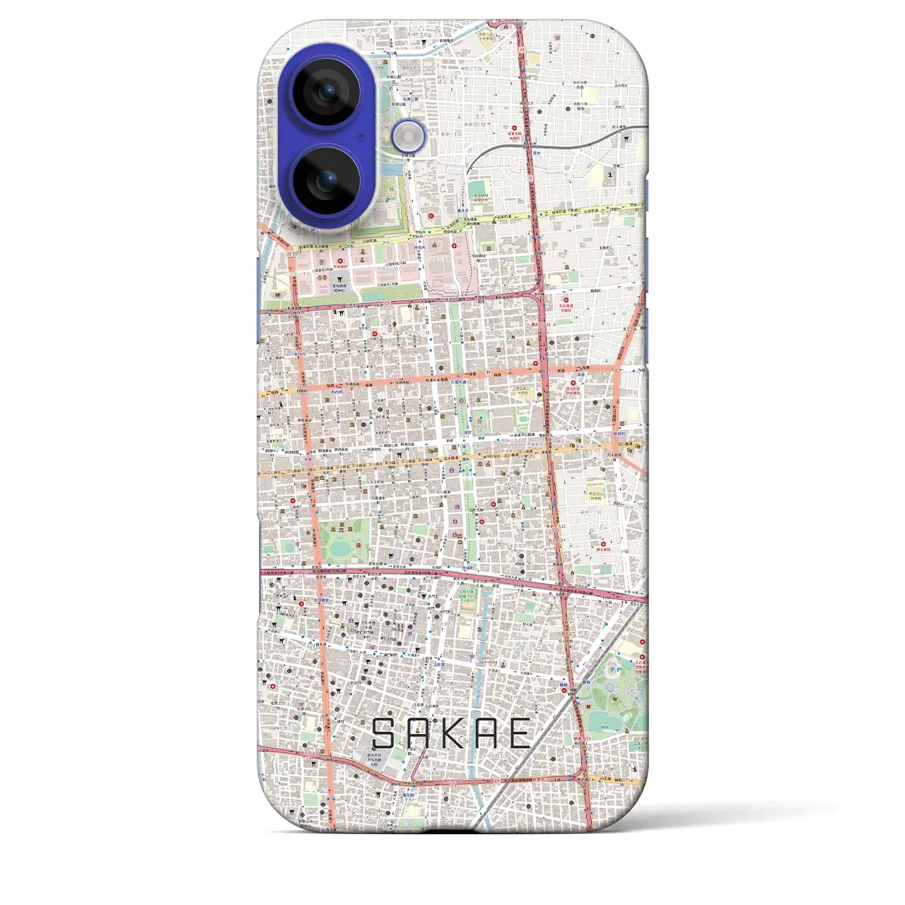 【栄(愛知県)】地図柄iPhoneケース(バックカバータイプ)ナチュラル・iPhone 16 Pro Max 用