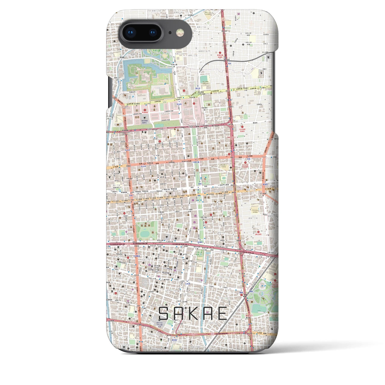 【栄(愛知県)】地図柄iPhoneケース(バックカバータイプ)