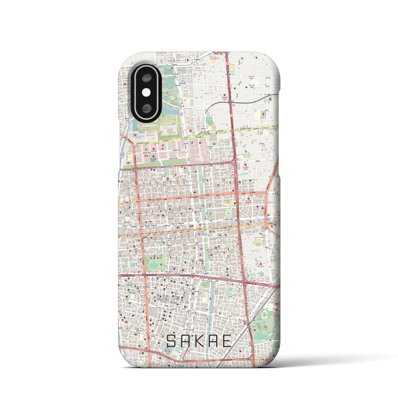 【栄(愛知県)】地図柄iPhoneケース(バックカバータイプ)