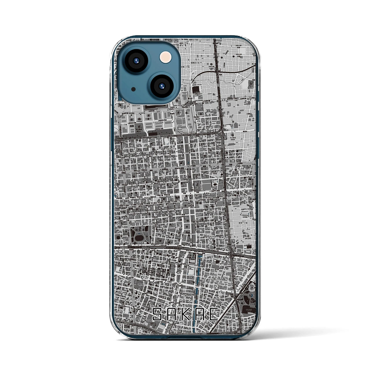 【栄(愛知県)】地図柄iPhoneケース(クリアタイプ)