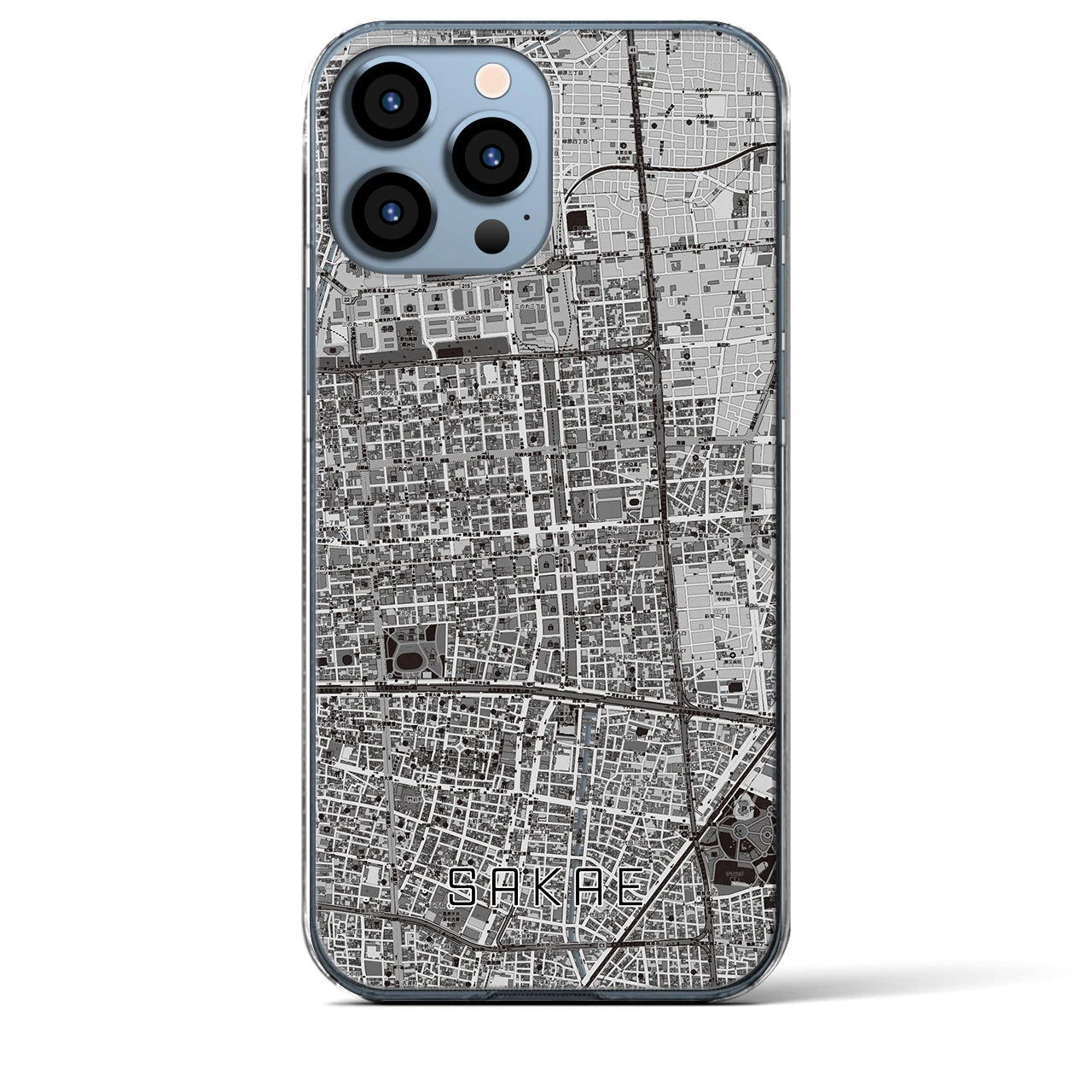 【栄(愛知県)】地図柄iPhoneケース(クリアタイプ)