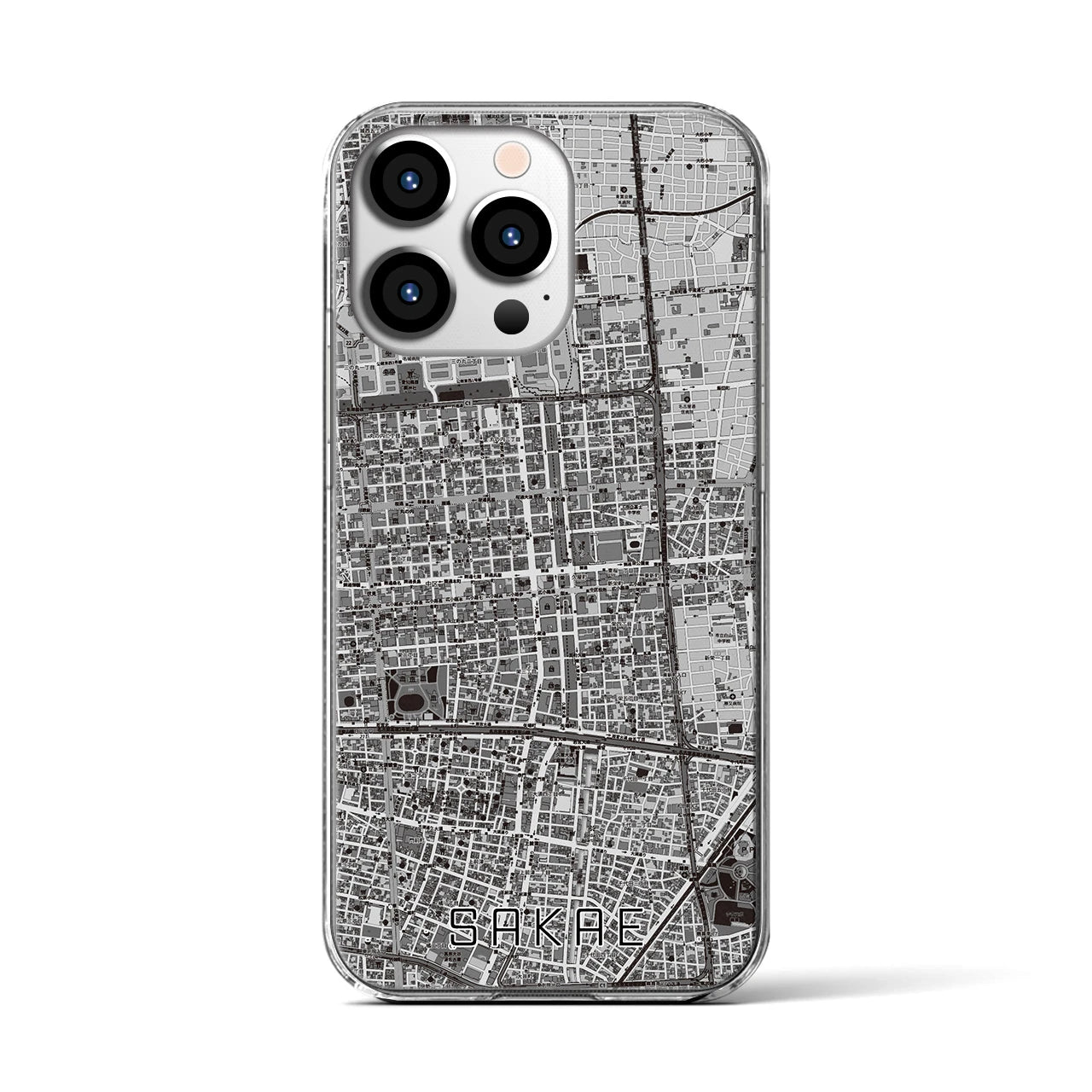 【栄(愛知県)】地図柄iPhoneケース(クリアタイプ)