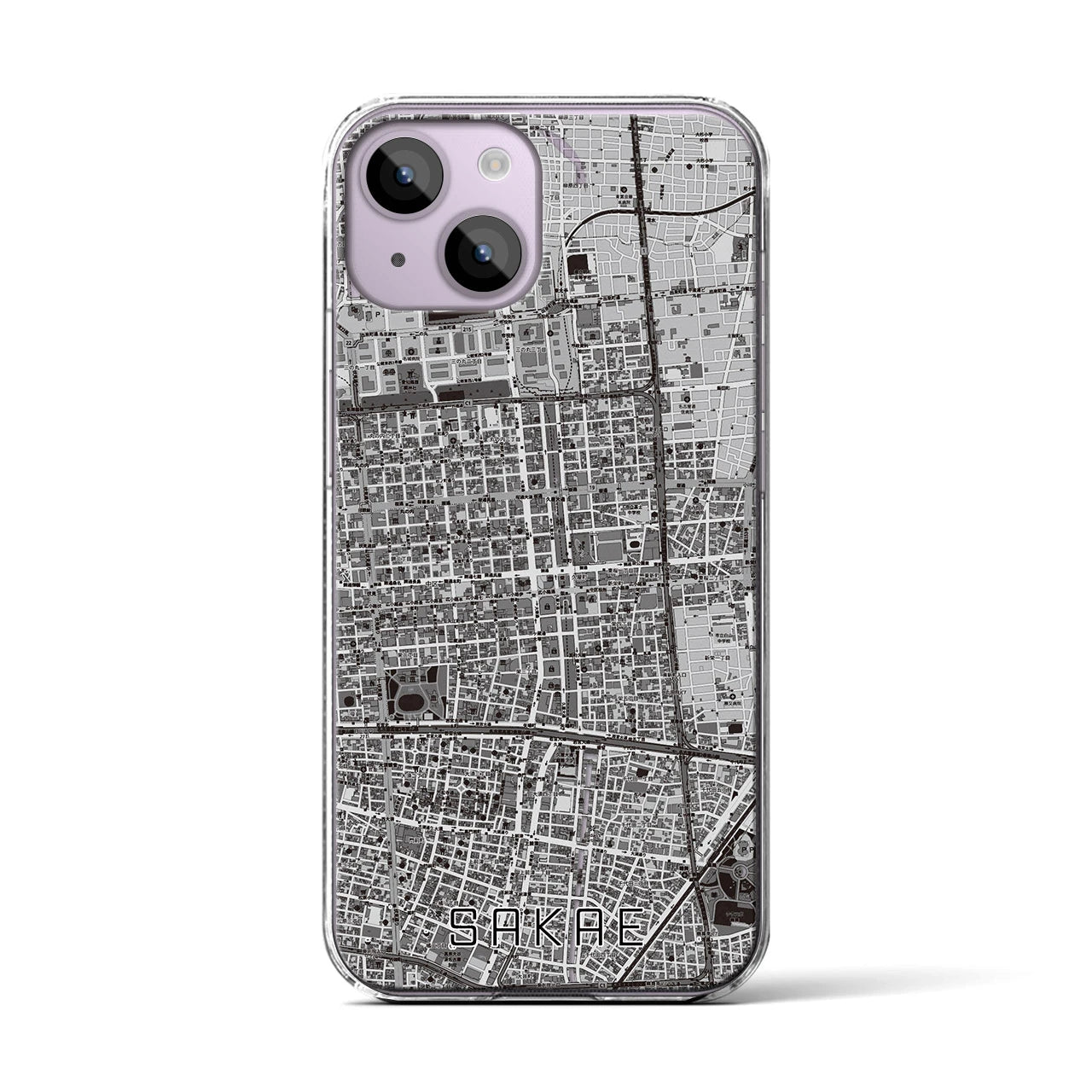 【栄(愛知県)】地図柄iPhoneケース(クリアタイプ)