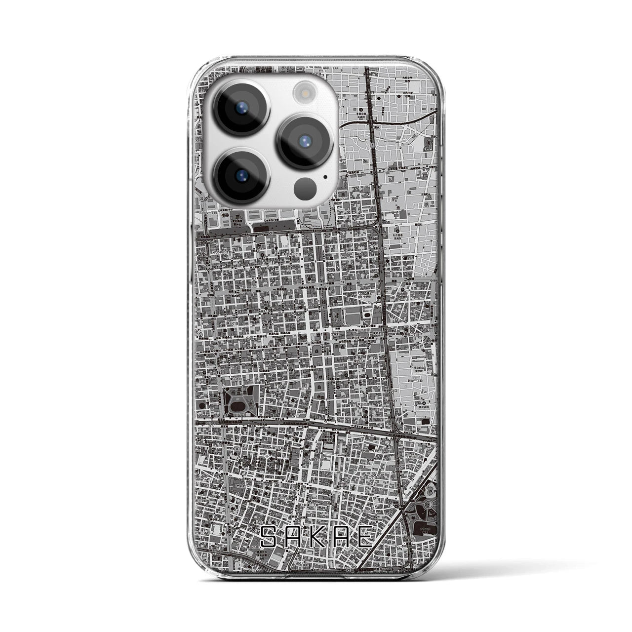 【栄(愛知県)】地図柄iPhoneケース(クリアタイプ)