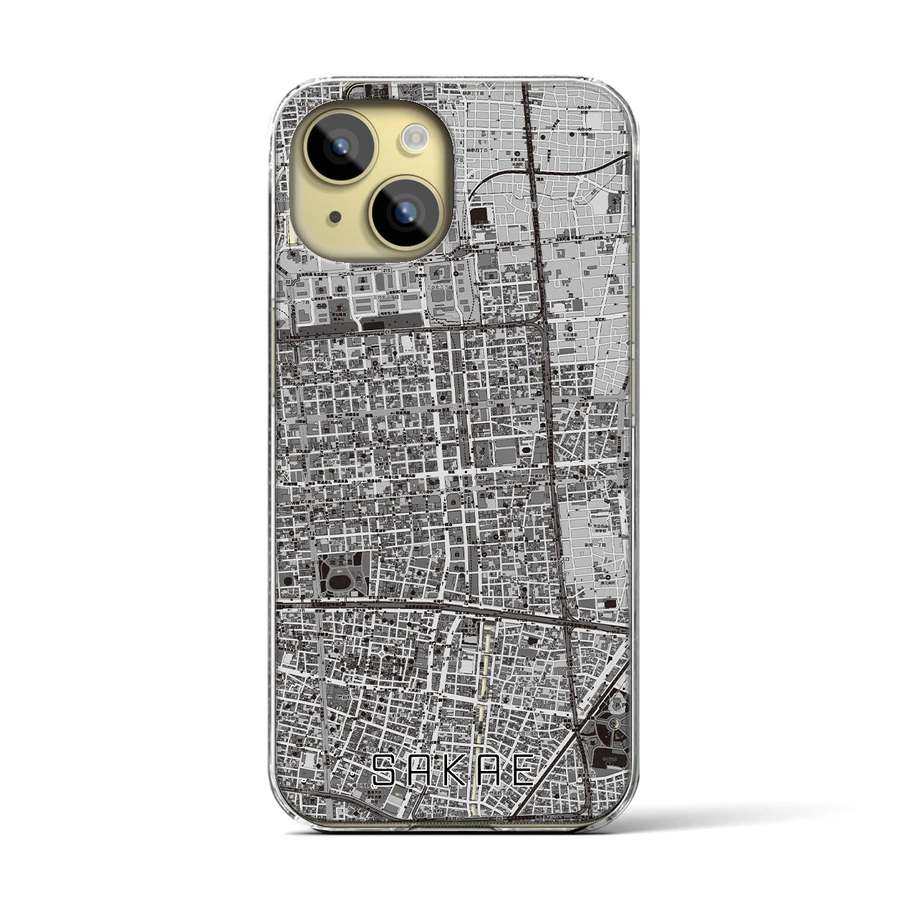 【栄(愛知県)】地図柄iPhoneケース(クリアタイプ)