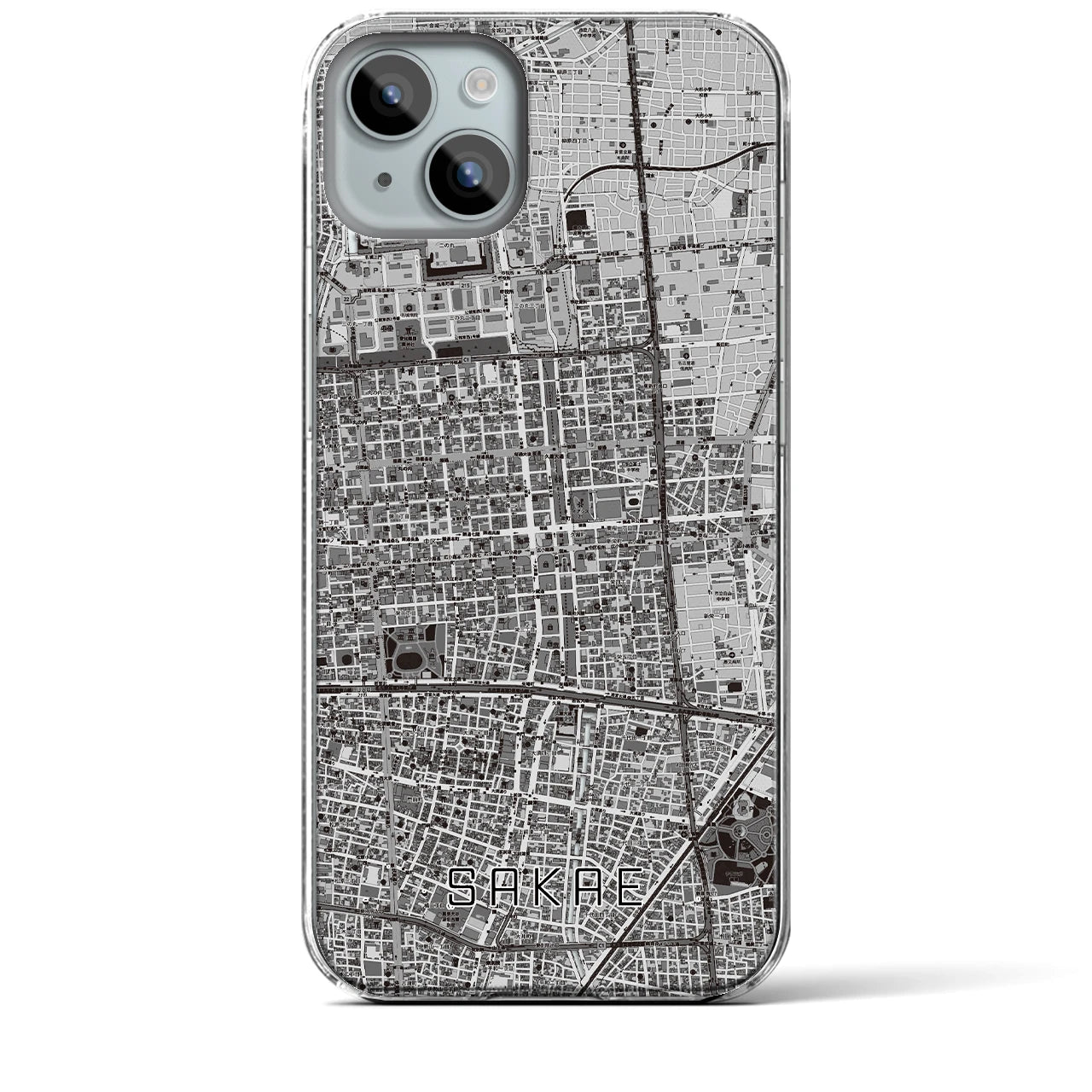 【栄(愛知県)】地図柄iPhoneケース(クリアタイプ)