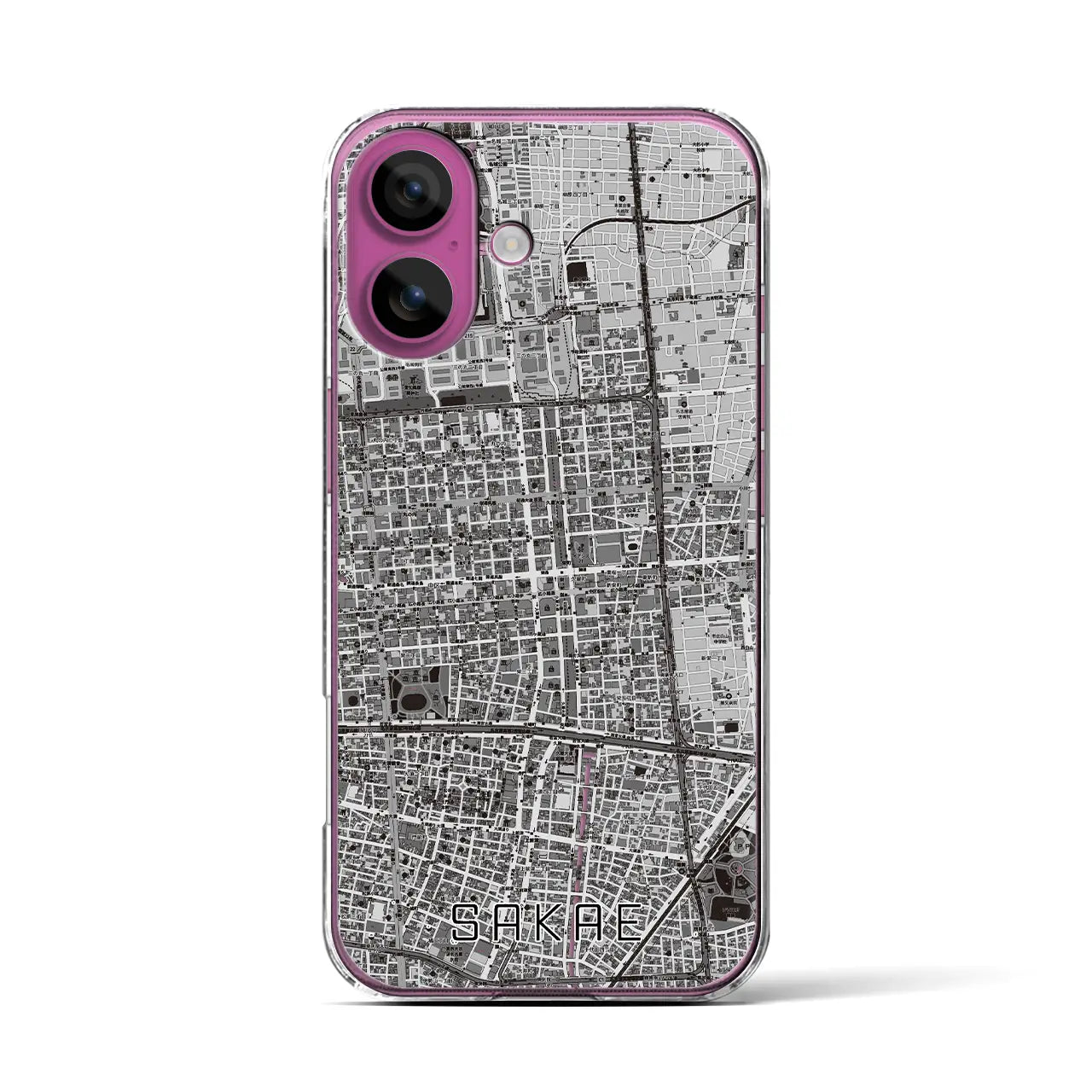 【栄(愛知県)】地図柄iPhoneケース(クリアタイプ)