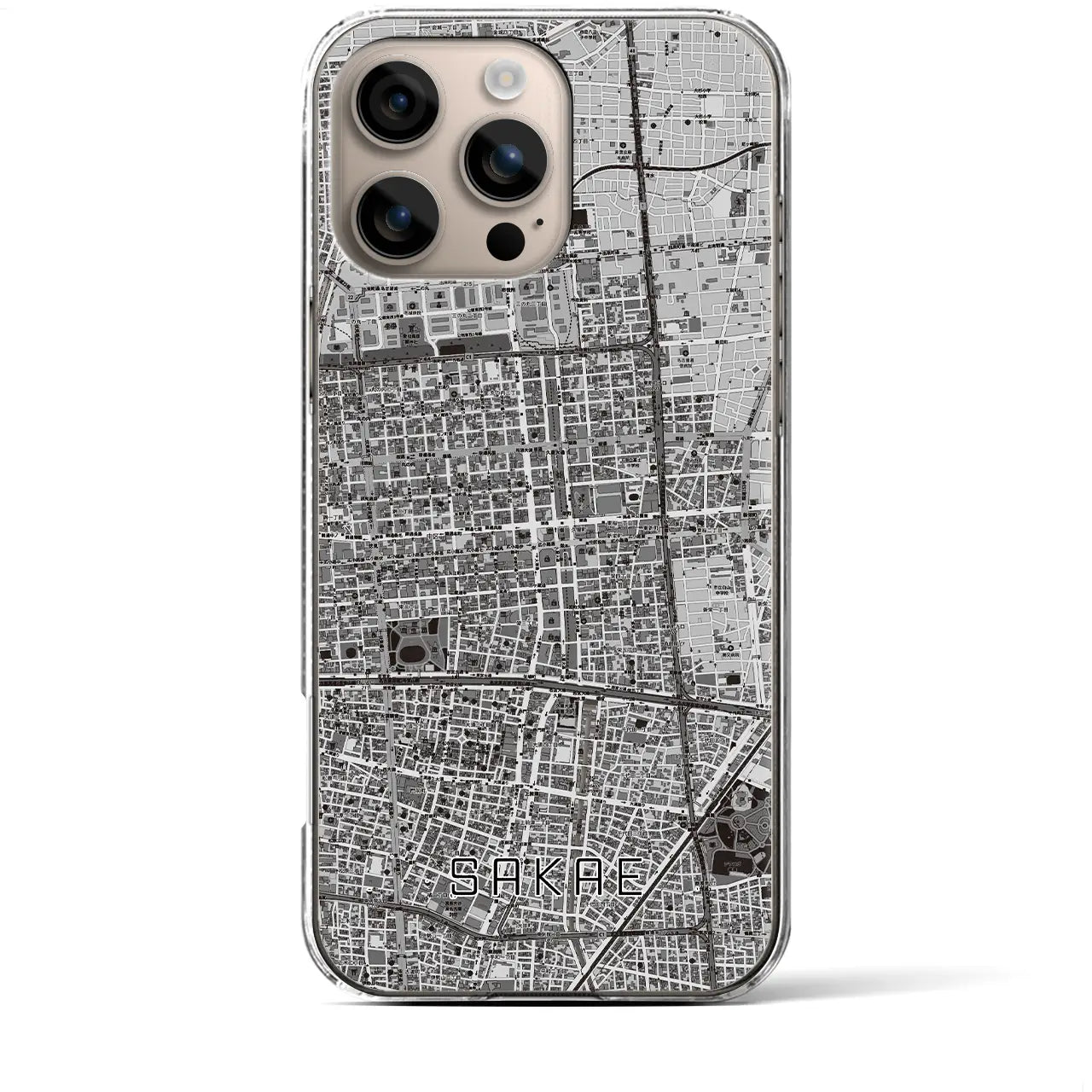 【栄(愛知県)】地図柄iPhoneケース(クリアタイプ)