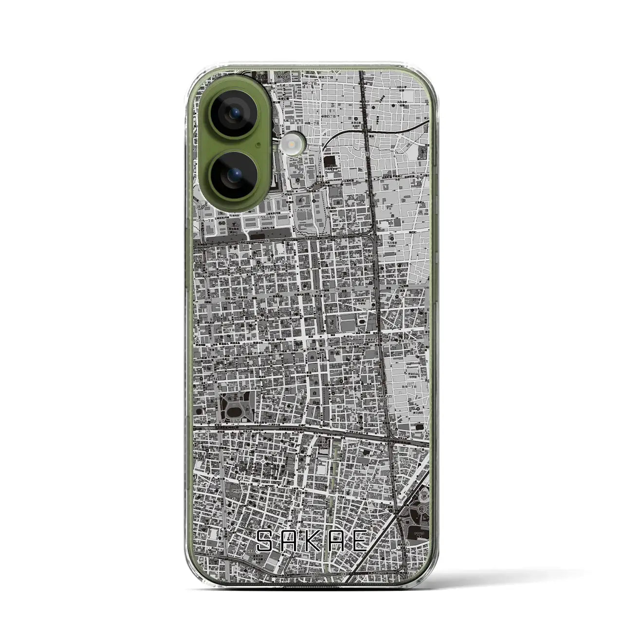 【栄(愛知県)】地図柄iPhoneケース(クリアタイプ)