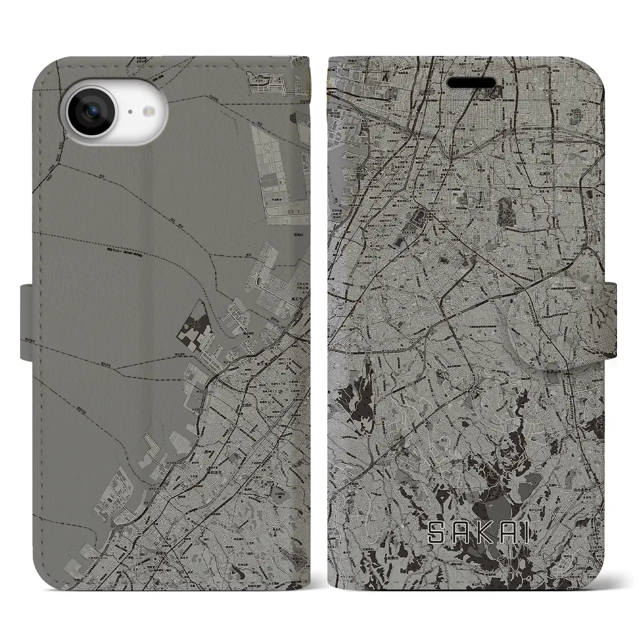 【堺2(大阪府)】地図柄iPhoneケース(手帳タイプ)