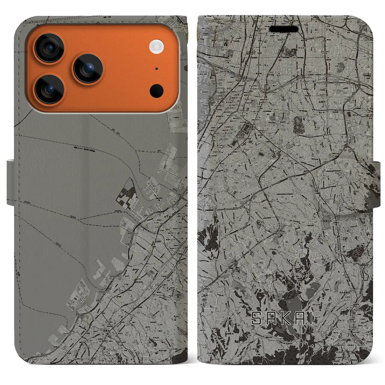 【堺2(大阪府)】地図柄iPhoneケース(手帳タイプ)