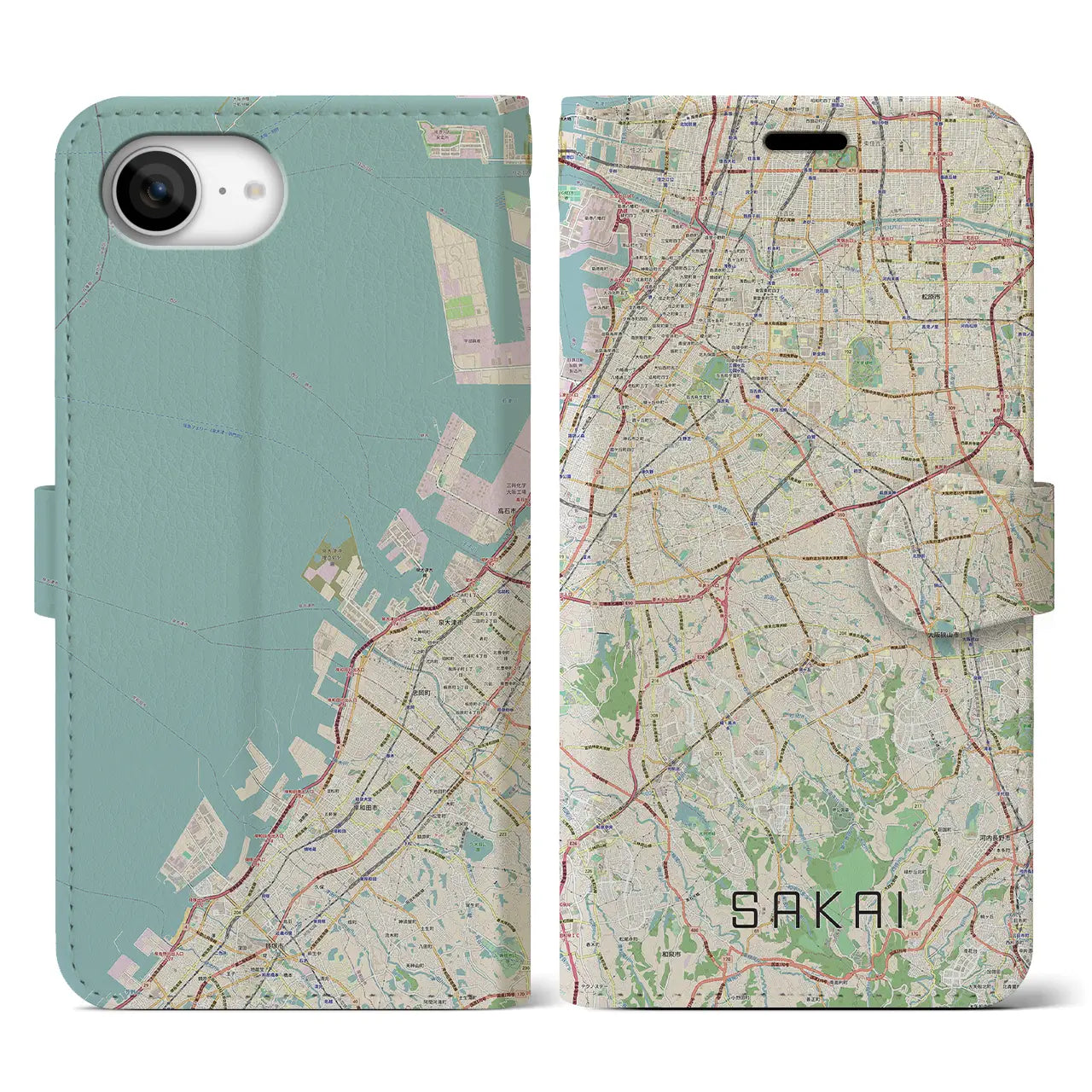 【堺2(大阪府)】地図柄iPhoneケース(手帳タイプ)