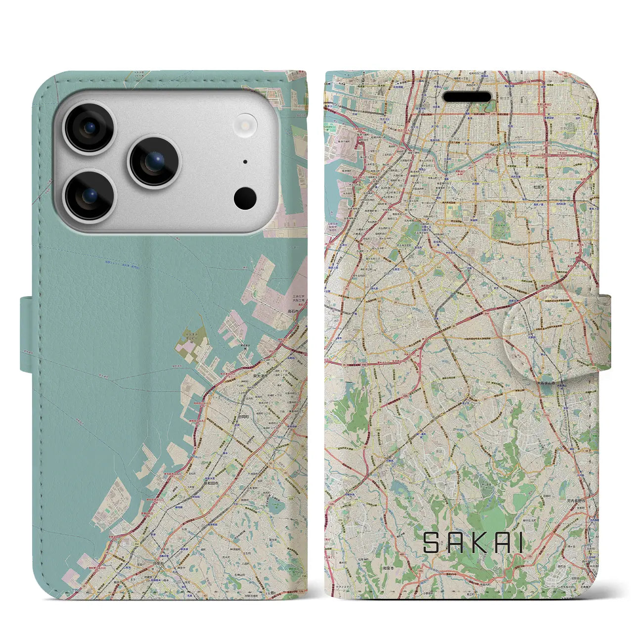 【堺2(大阪府)】地図柄iPhoneケース(手帳タイプ)