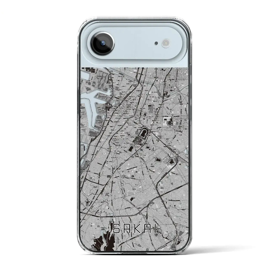 【堺(大阪府)】地図柄iPhoneケース(クリアタイプ)モノトーン・iPhone 17 Pro Max 用