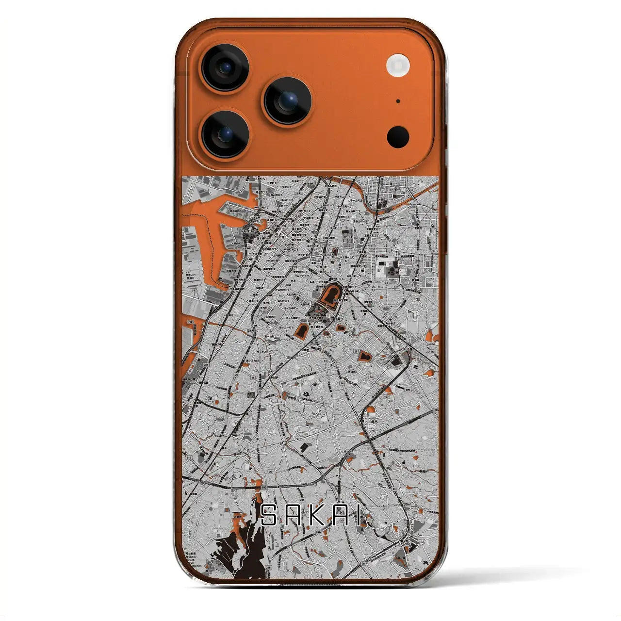 【堺(大阪府)】地図柄iPhoneケース(クリアタイプ)モノトーン・iPhone 17 Pro Max 用