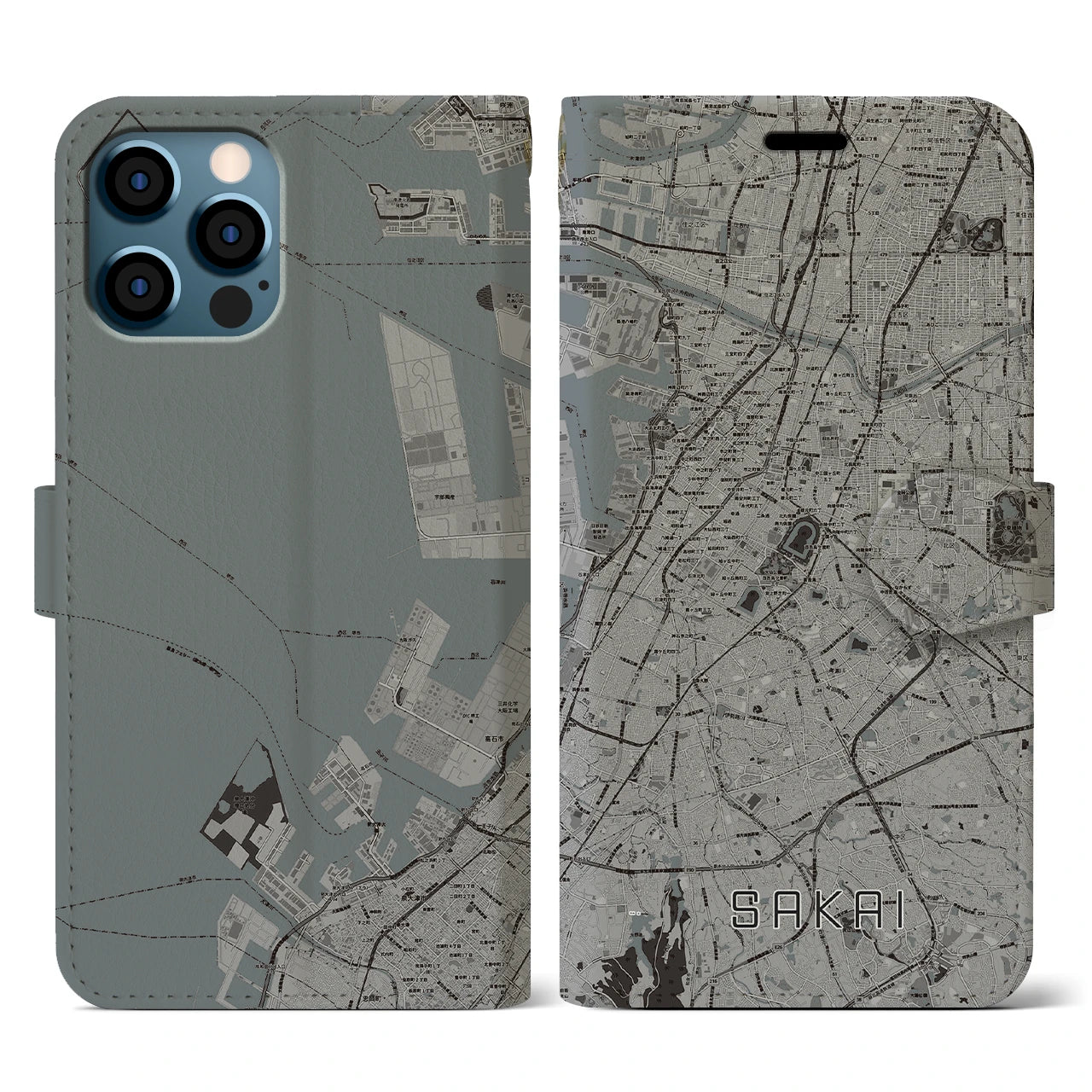 【堺(大阪府)】地図柄iPhoneケース(手帳タイプ)