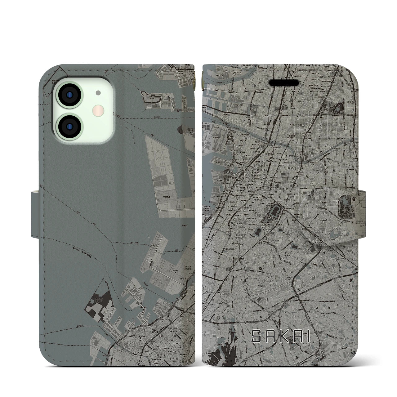 【堺(大阪府)】地図柄iPhoneケース(手帳タイプ)