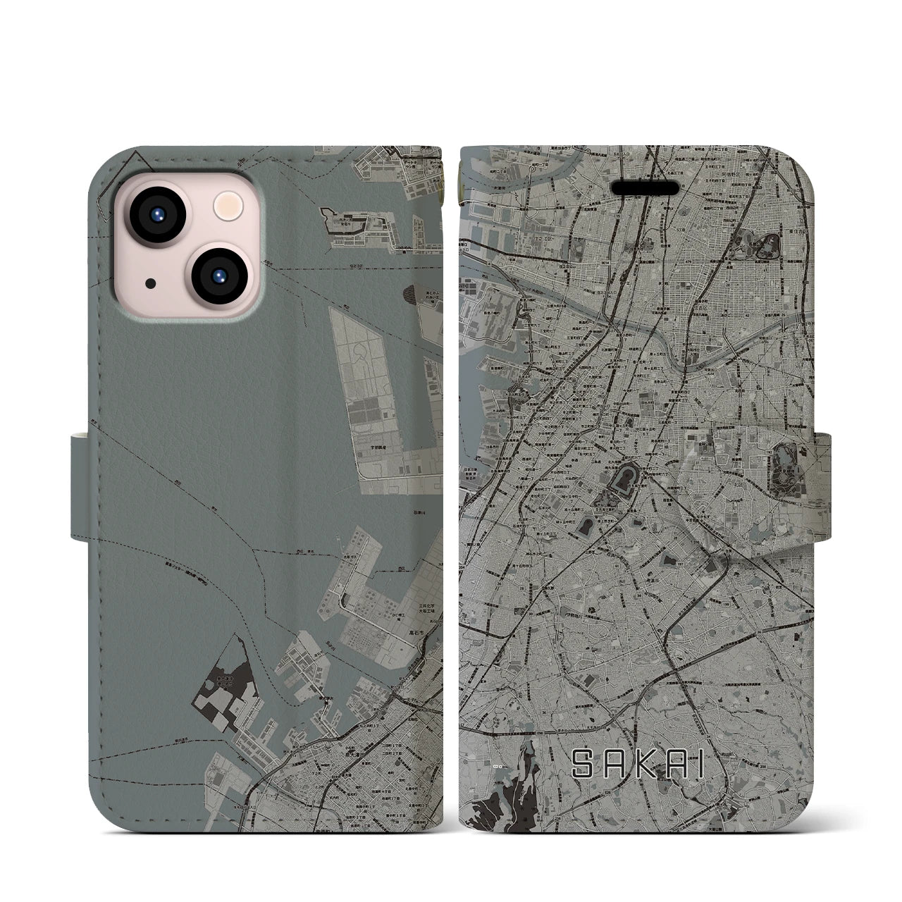 【堺(大阪府)】地図柄iPhoneケース(手帳タイプ)