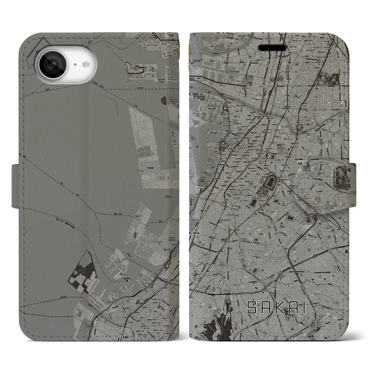【堺(大阪府)】地図柄iPhoneケース(手帳タイプ)