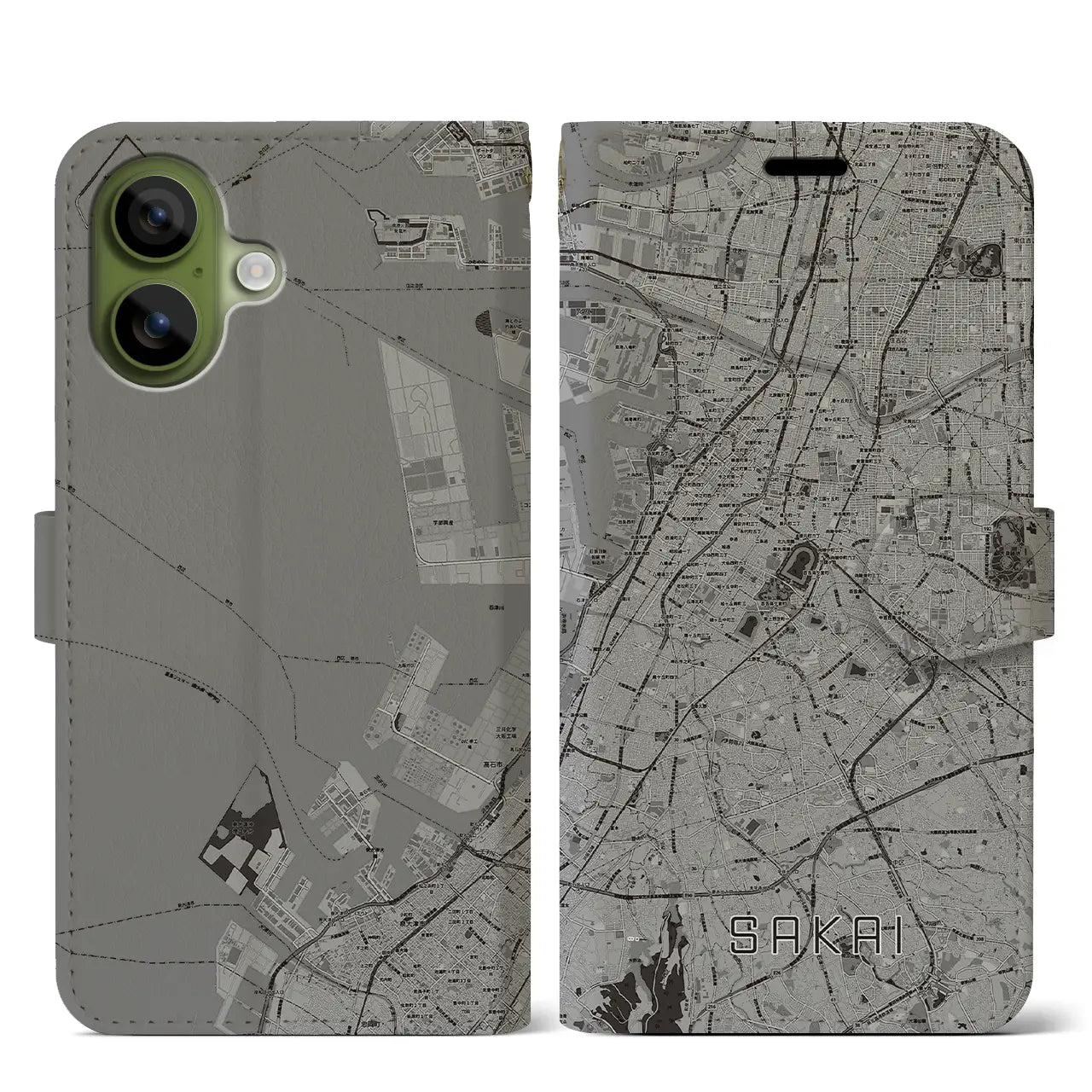 【堺(大阪府)】地図柄iPhoneケース(手帳タイプ)