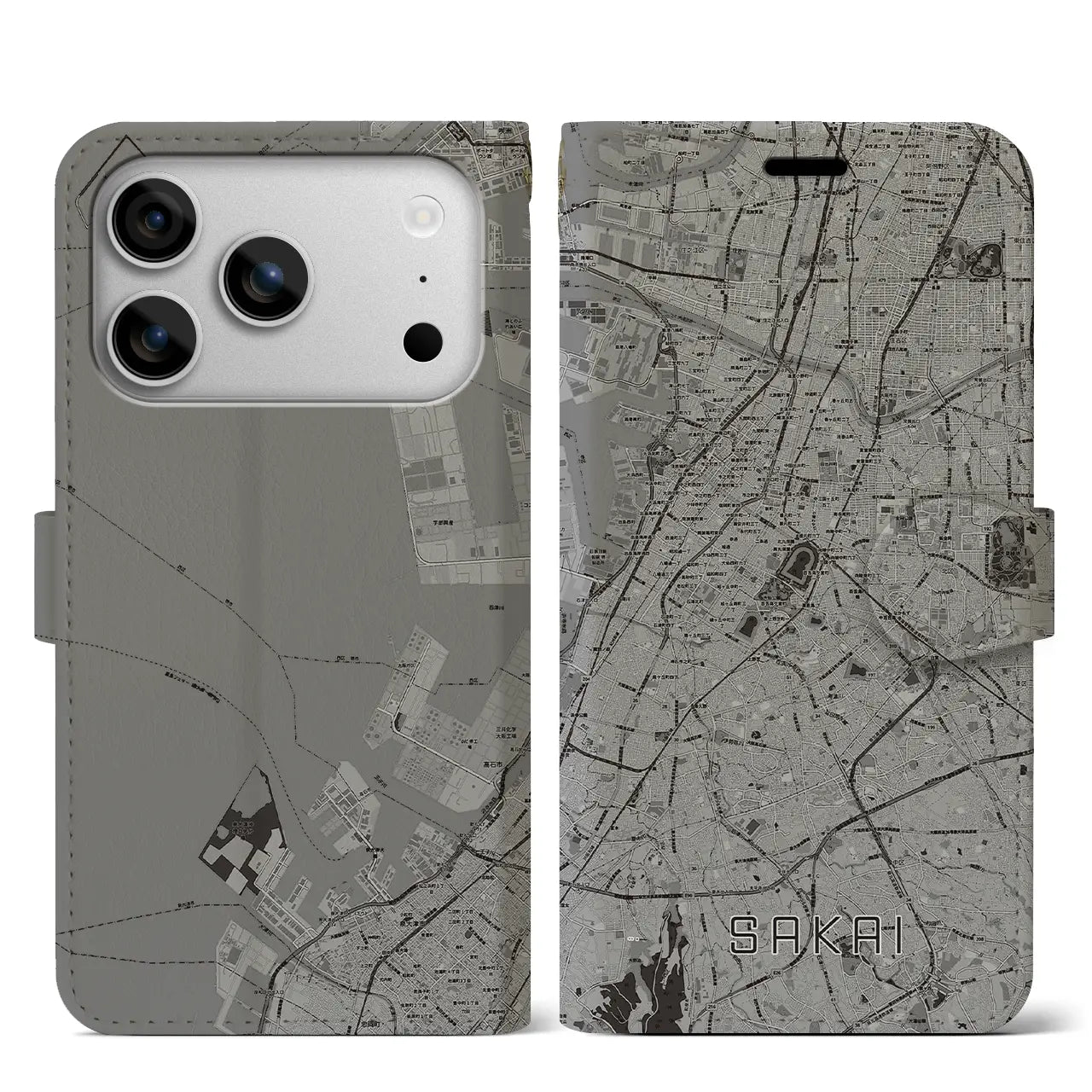 【堺(大阪府)】地図柄iPhoneケース(手帳タイプ)