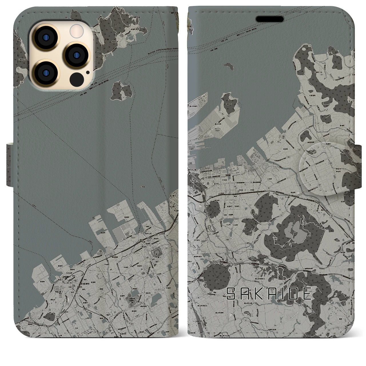 【坂出(香川県)】地図柄iPhoneケース(手帳タイプ)