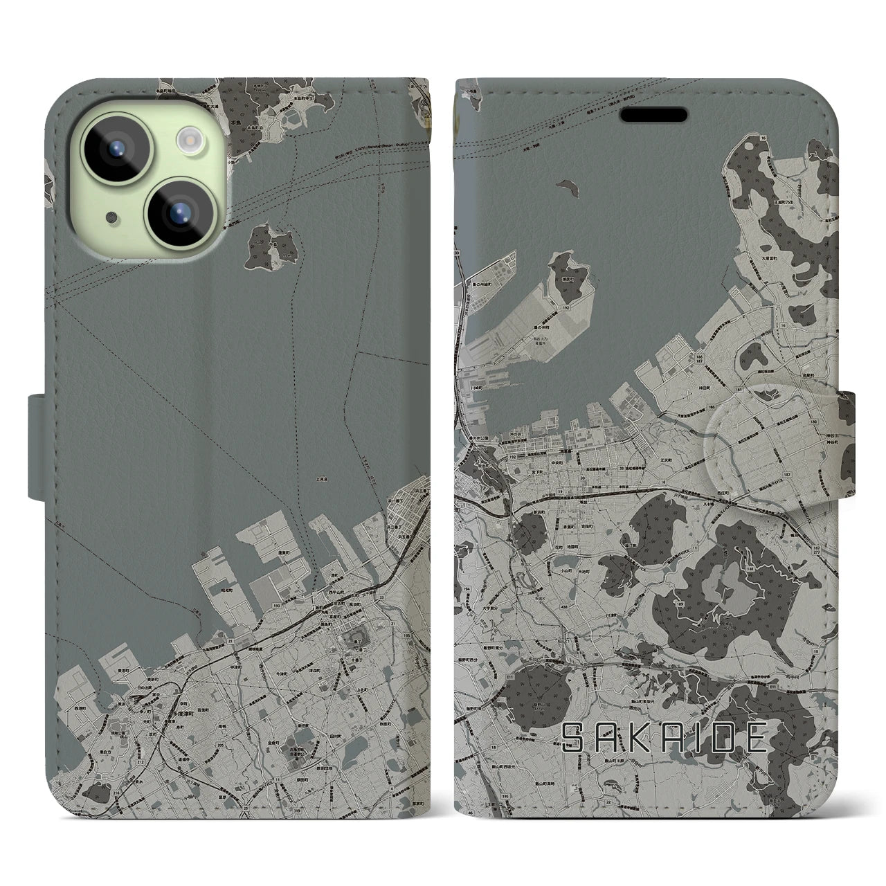 【坂出(香川県)】地図柄iPhoneケース(手帳タイプ)