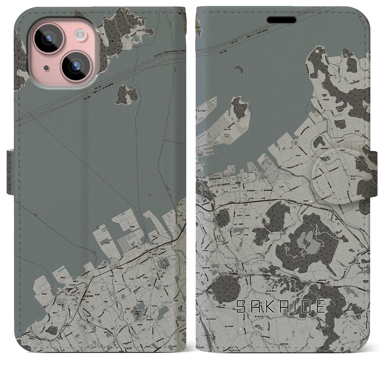 【坂出(香川県)】地図柄iPhoneケース(手帳タイプ)