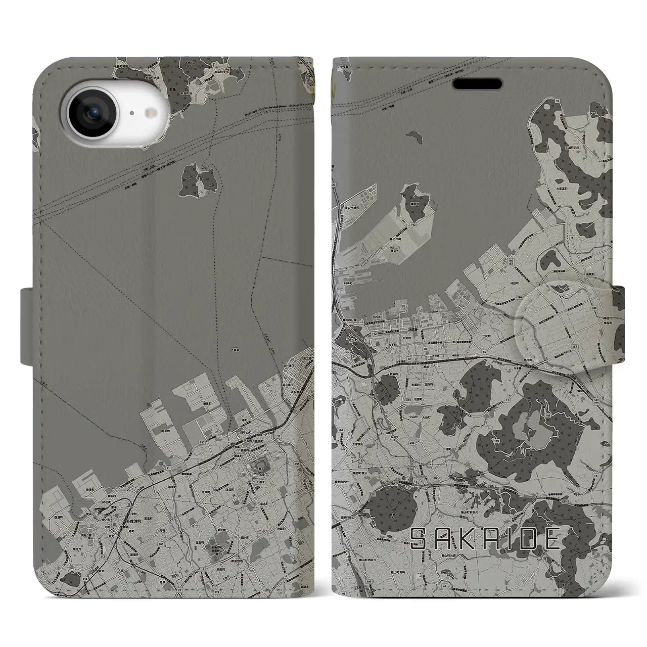 【坂出(香川県)】地図柄iPhoneケース(手帳タイプ)