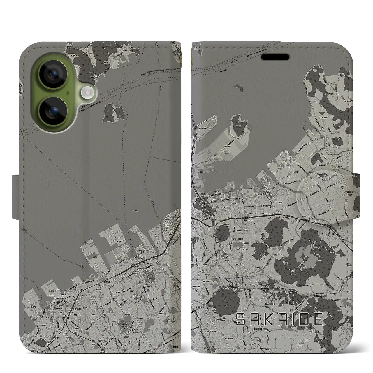 【坂出(香川県)】地図柄iPhoneケース(手帳タイプ)