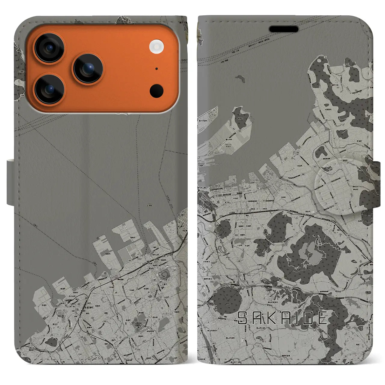 【坂出(香川県)】地図柄iPhoneケース(手帳タイプ)