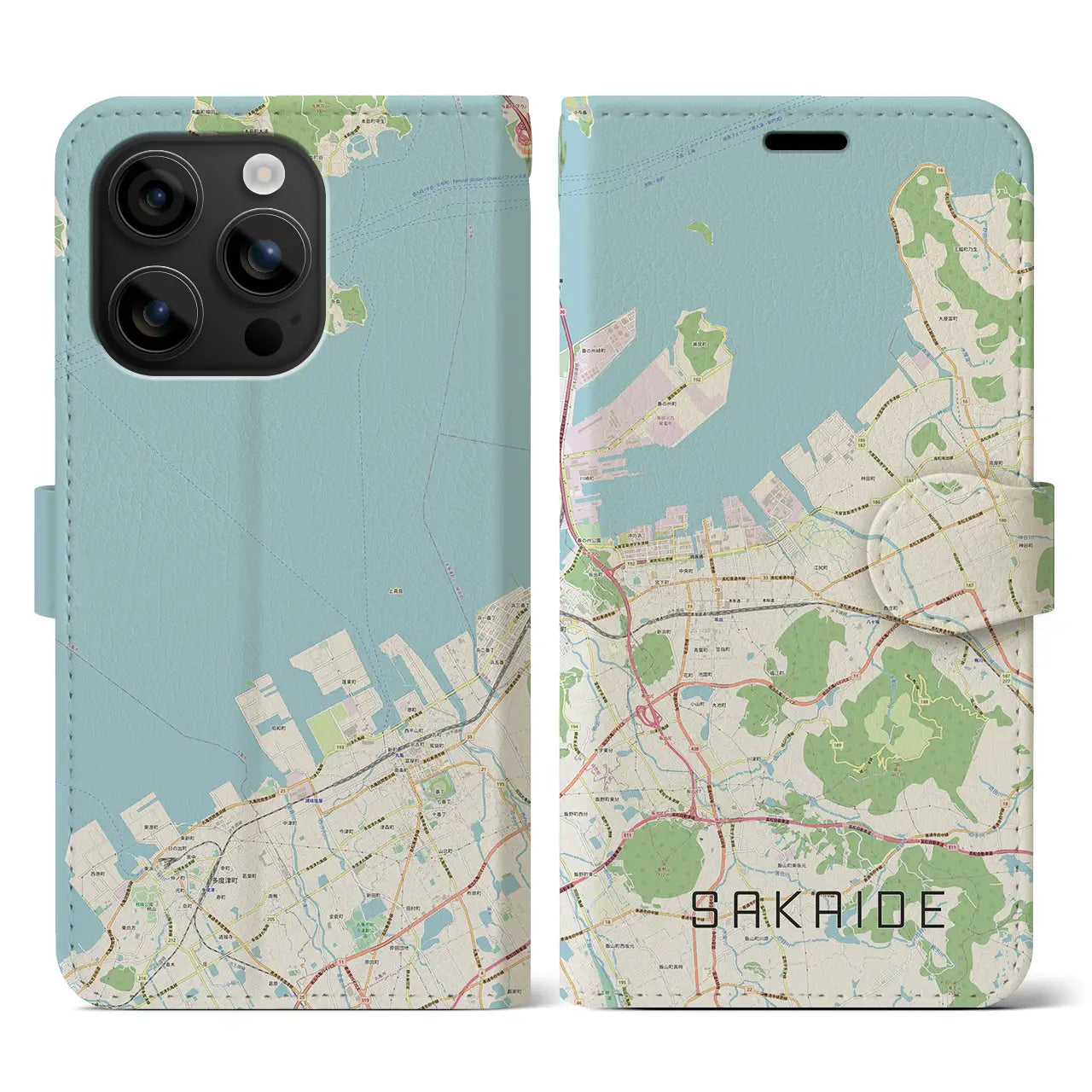 【坂出(香川県)】地図柄iPhoneケース(手帳タイプ)ナチュラル・iPhone 16 用