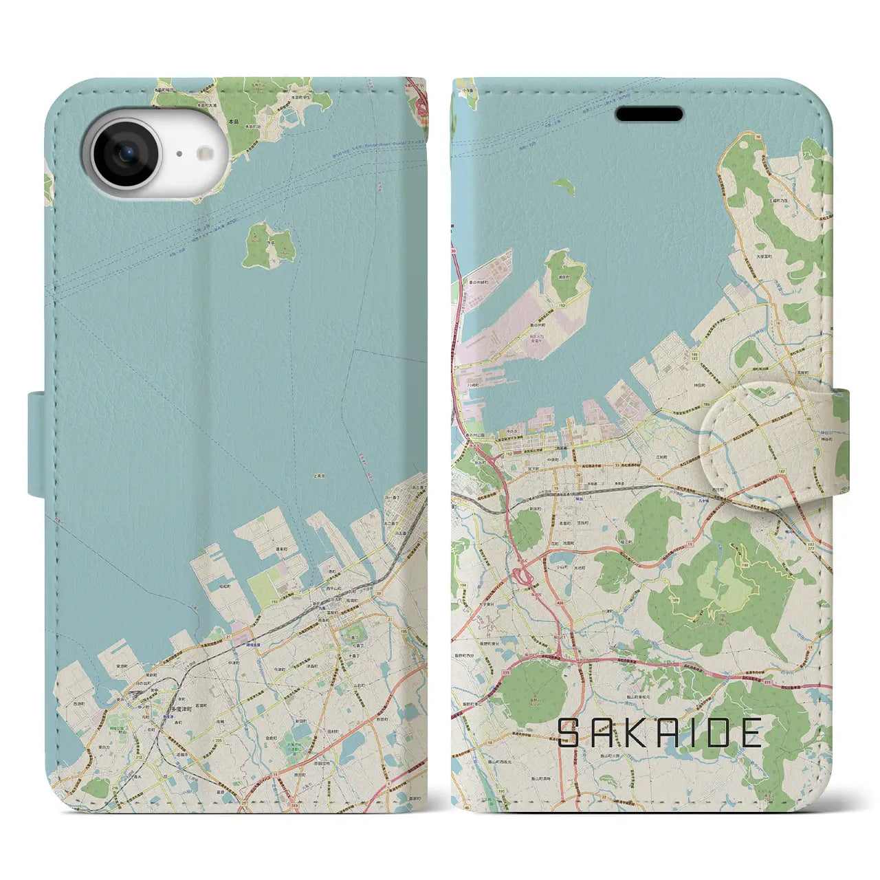 【坂出(香川県)】地図柄iPhoneケース(手帳タイプ)