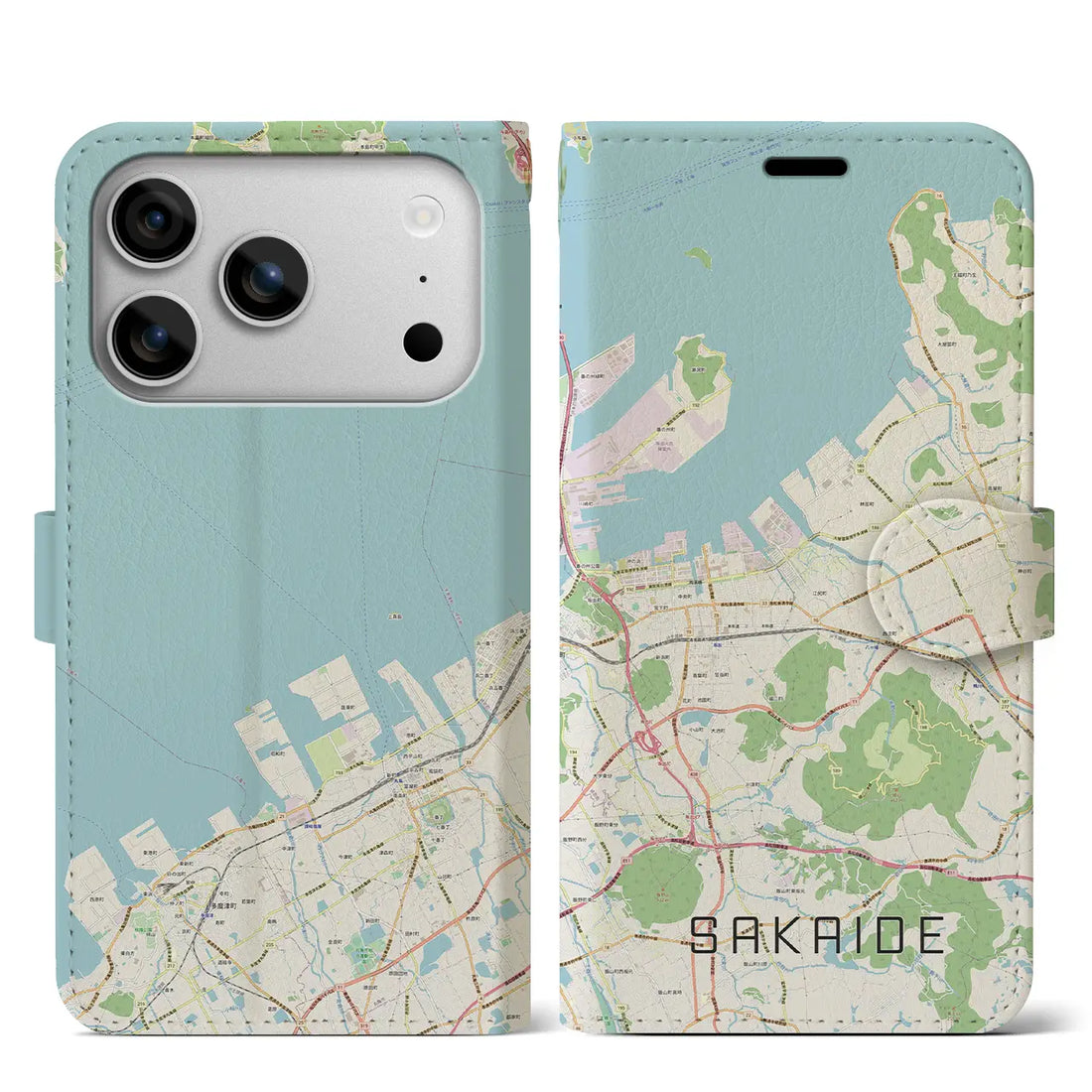 【坂出(香川県)】地図柄iPhoneケース(手帳タイプ)ナチュラル・iPhone 17 Pro Max 用