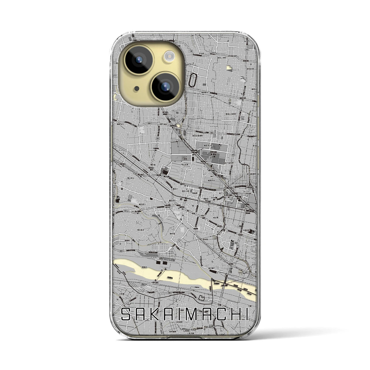 【境町(群馬県)】地図柄iPhoneケース(クリアタイプ)