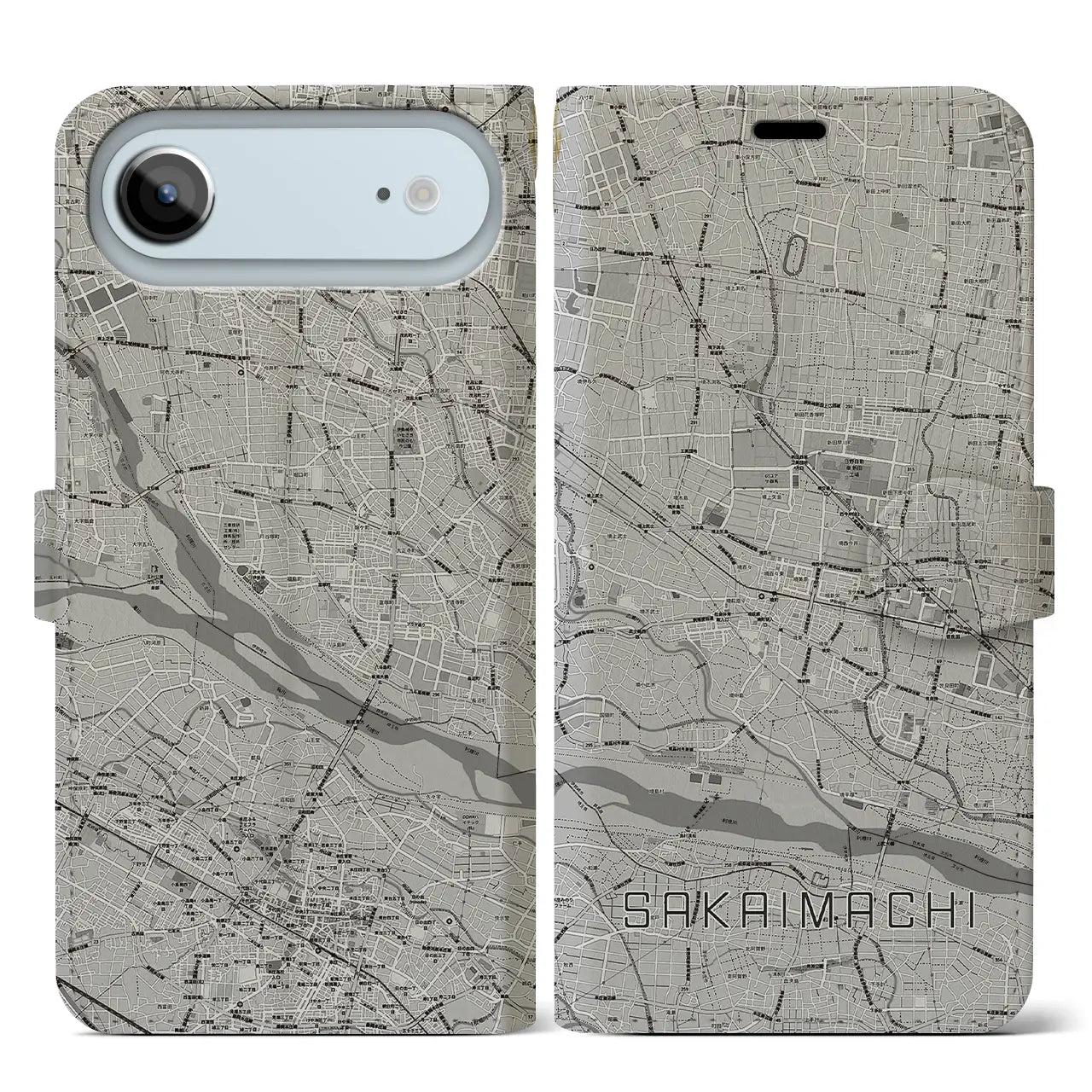 【境町(群馬県)】地図柄iPhoneケース(手帳タイプ)