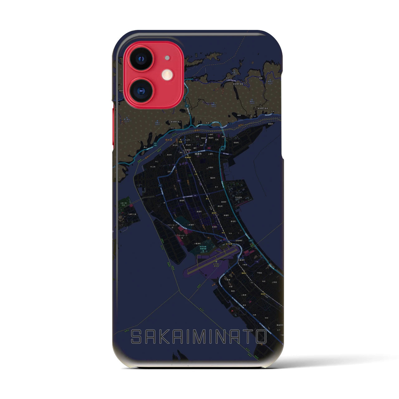 【境港(鳥取県)】地図柄iPhoneケース(バックカバータイプ)