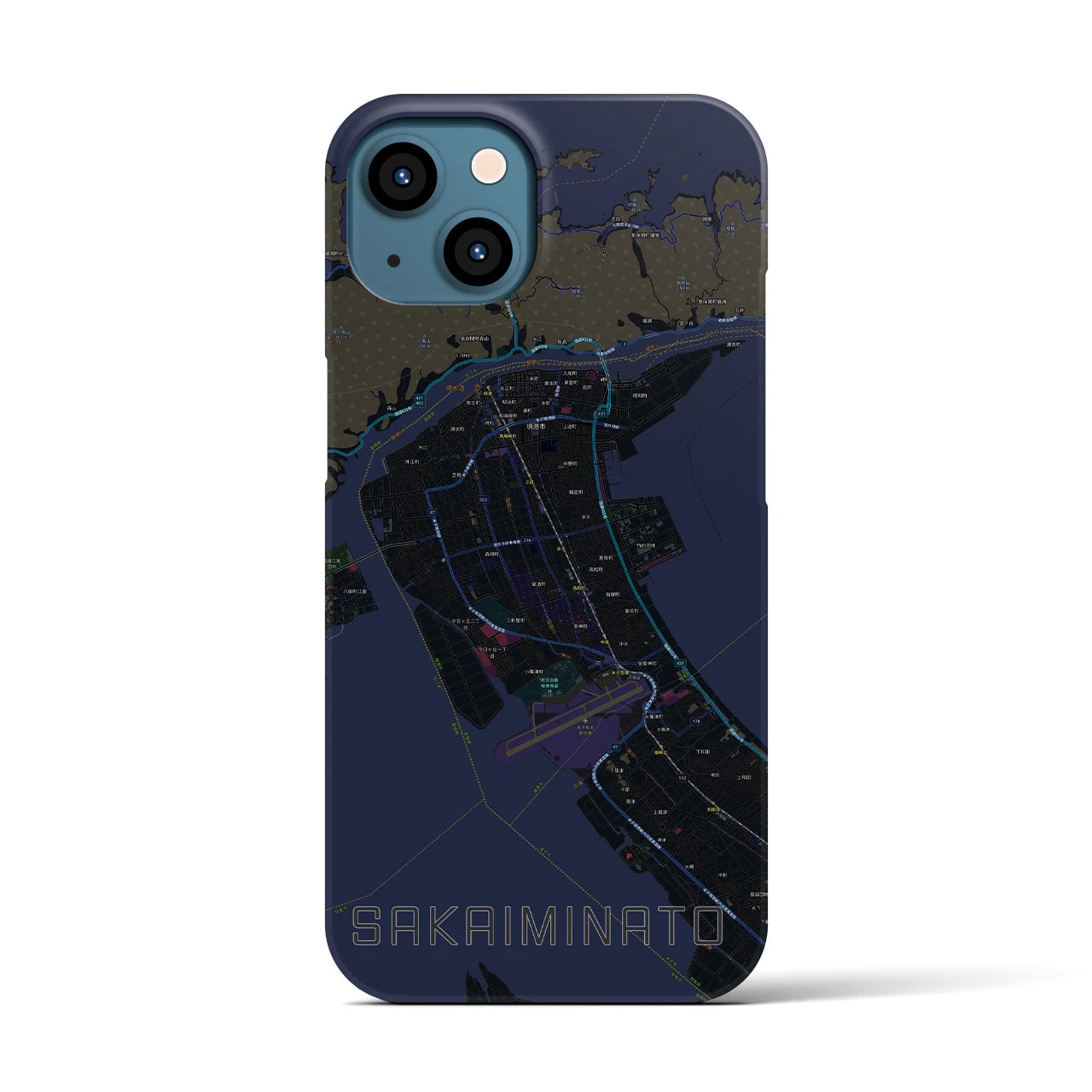 【境港(鳥取県)】地図柄iPhoneケース(バックカバータイプ)