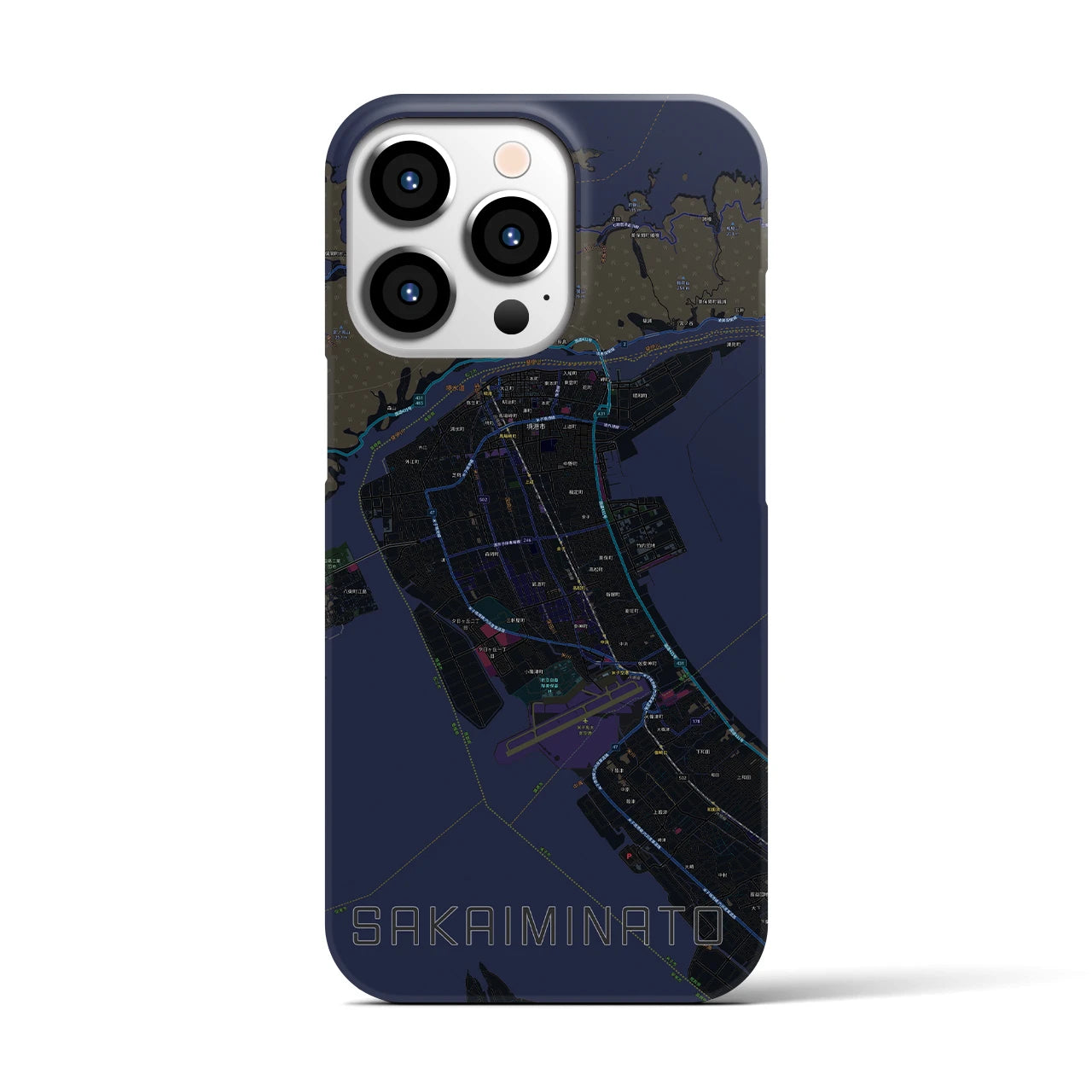 【境港(鳥取県)】地図柄iPhoneケース(バックカバータイプ)