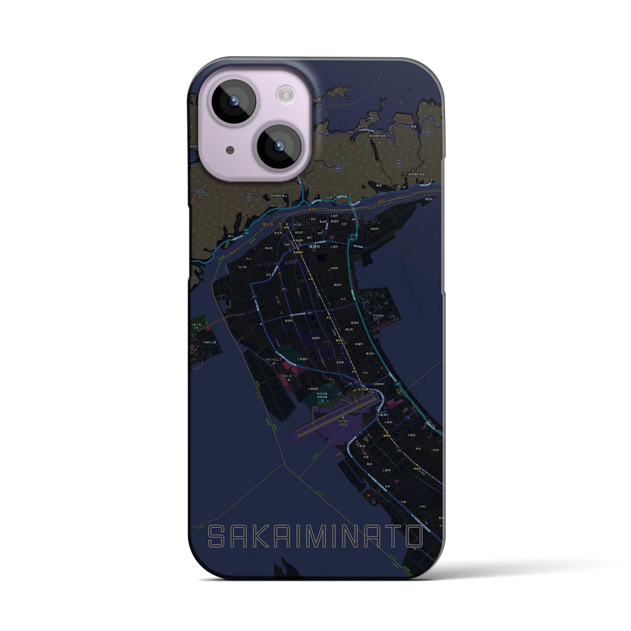 【境港(鳥取県)】地図柄iPhoneケース(バックカバータイプ)