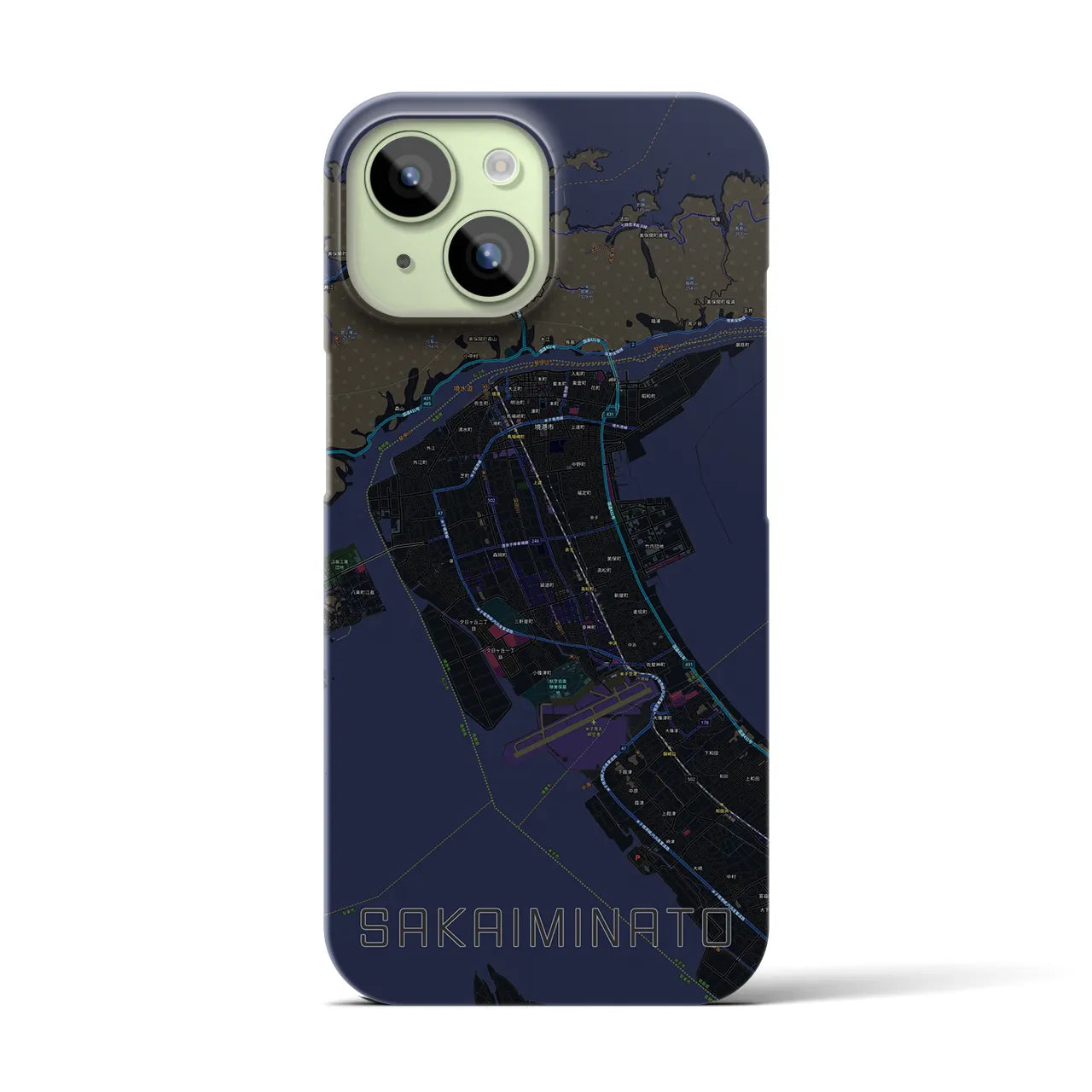 【境港(鳥取県)】地図柄iPhoneケース(バックカバータイプ)