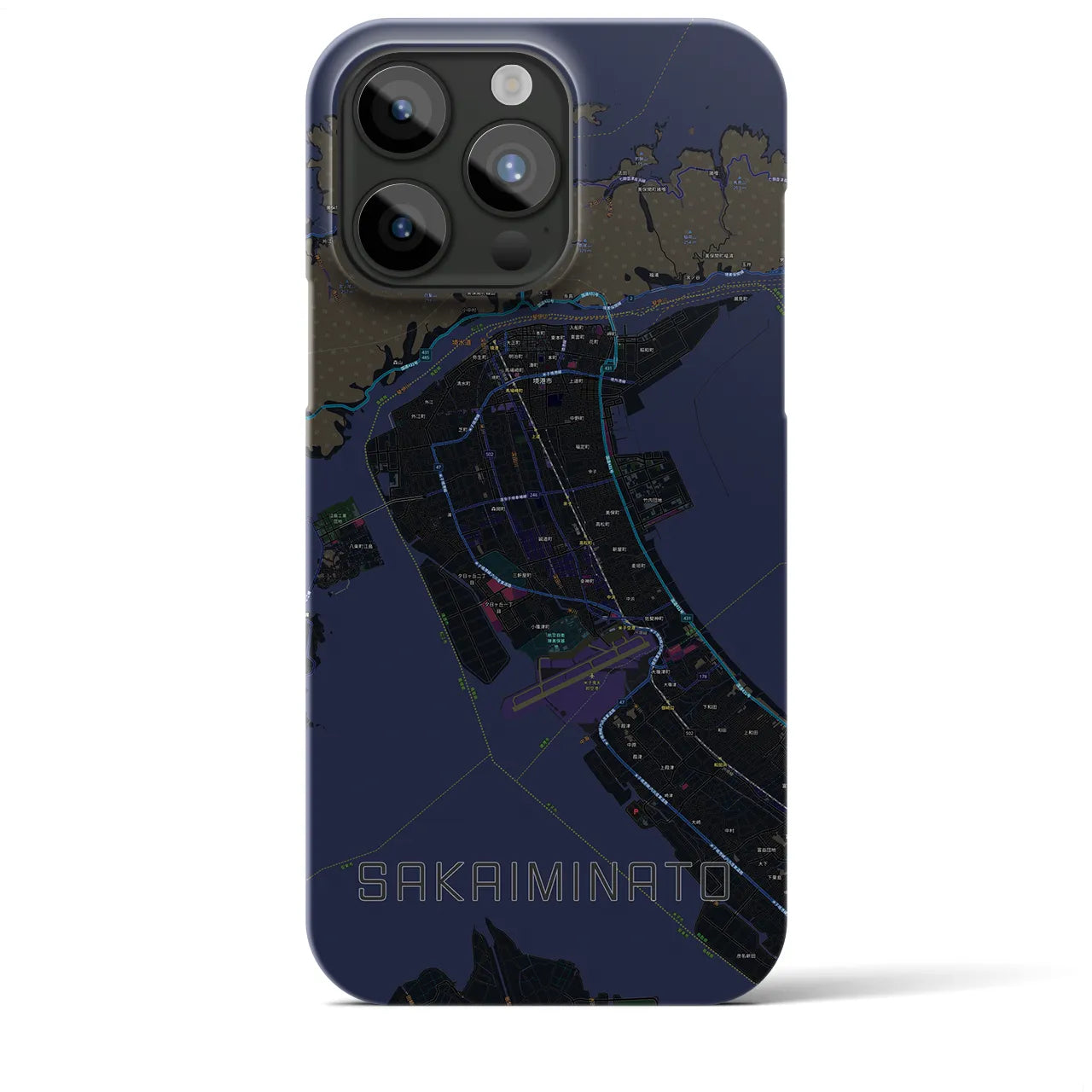 【境港(鳥取県)】地図柄iPhoneケース(バックカバータイプ)