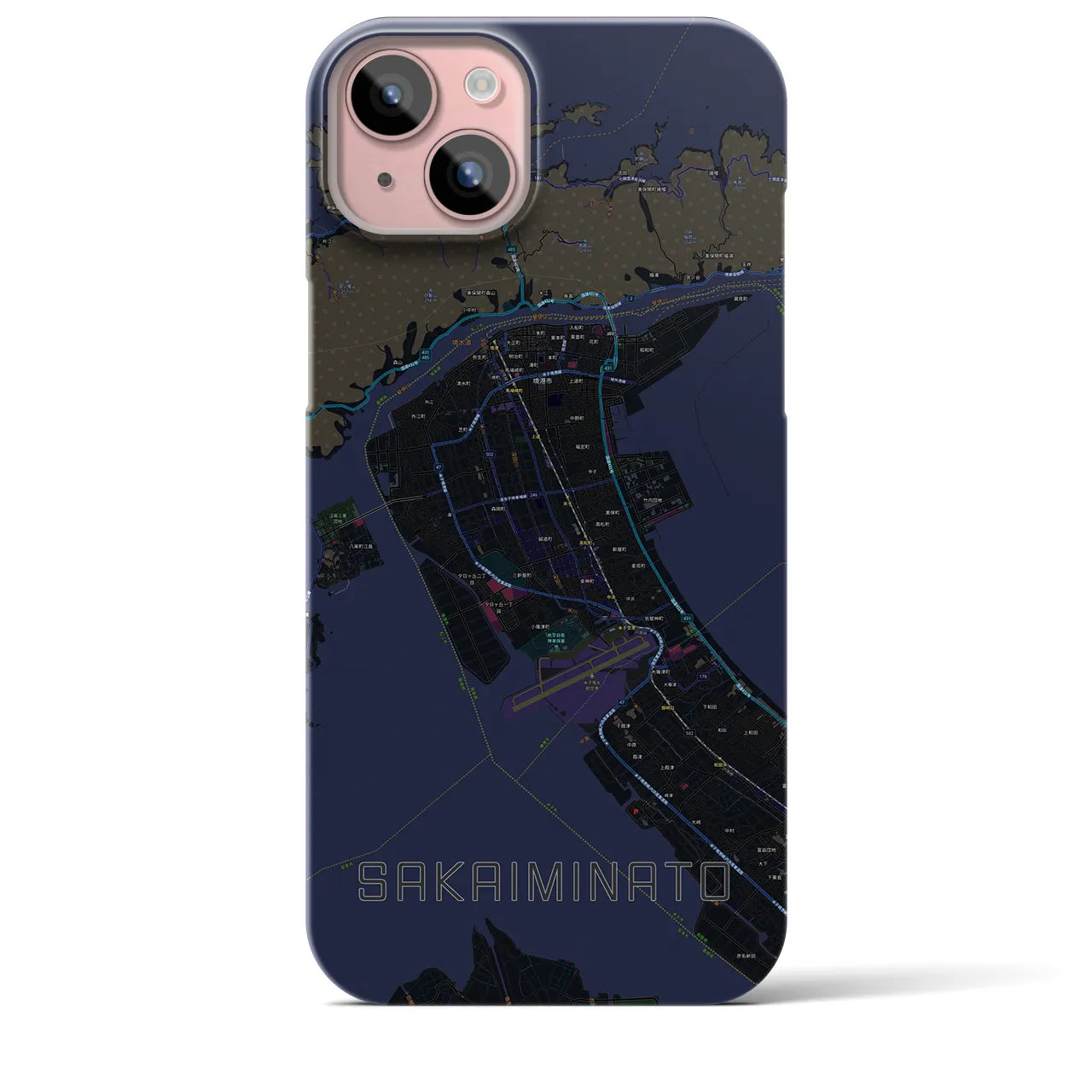 【境港(鳥取県)】地図柄iPhoneケース(バックカバータイプ)