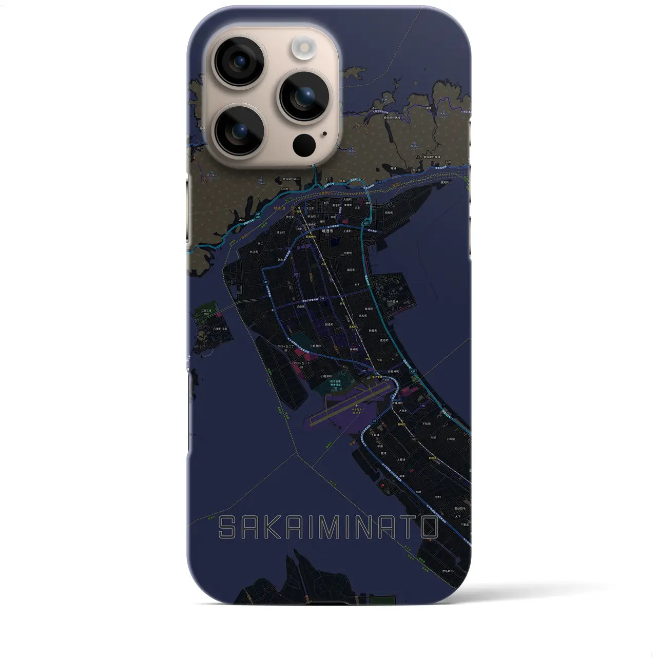 【境港(鳥取県)】地図柄iPhoneケース(バックカバータイプ)