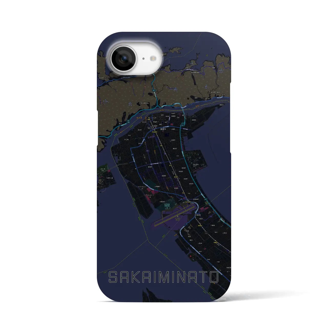 【境港(鳥取県)】地図柄iPhoneケース(バックカバータイプ)