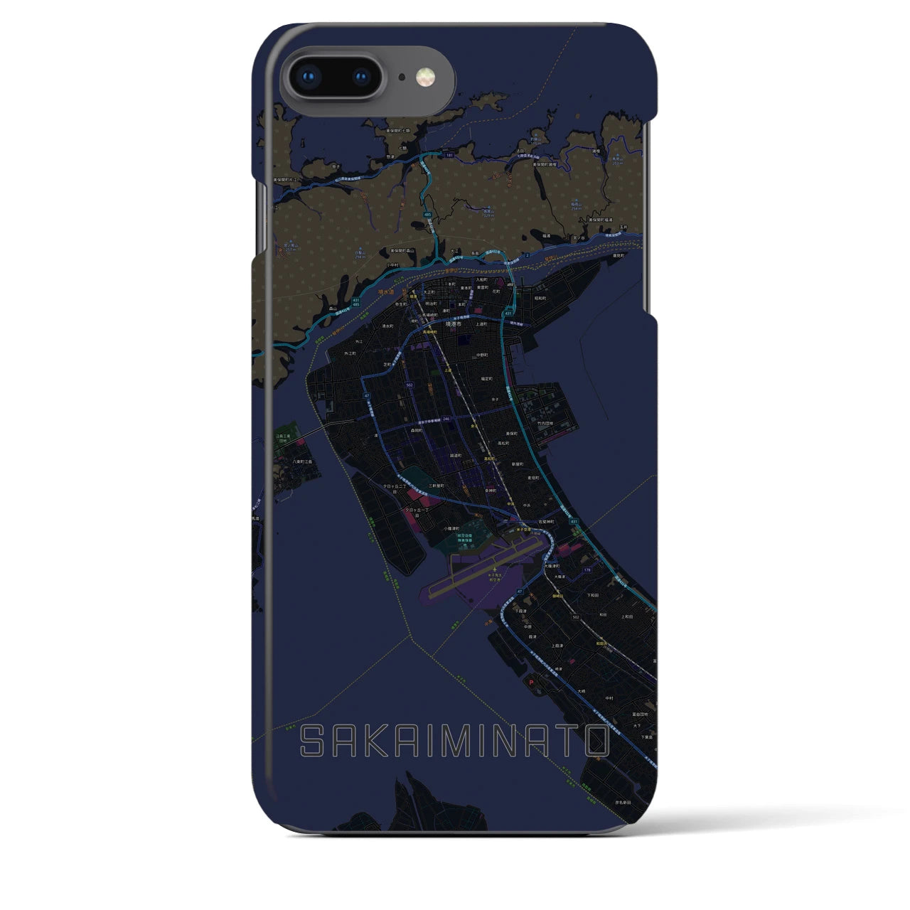 【境港(鳥取県)】地図柄iPhoneケース(バックカバータイプ)