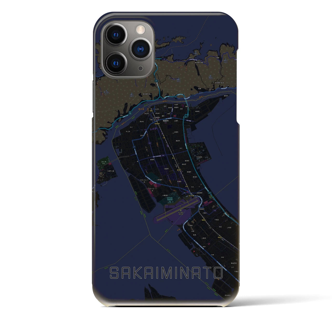 【境港(鳥取県)】地図柄iPhoneケース(バックカバータイプ)