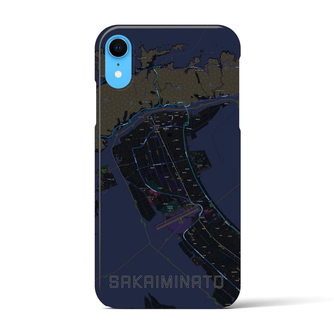【境港(鳥取県)】地図柄iPhoneケース(バックカバータイプ)